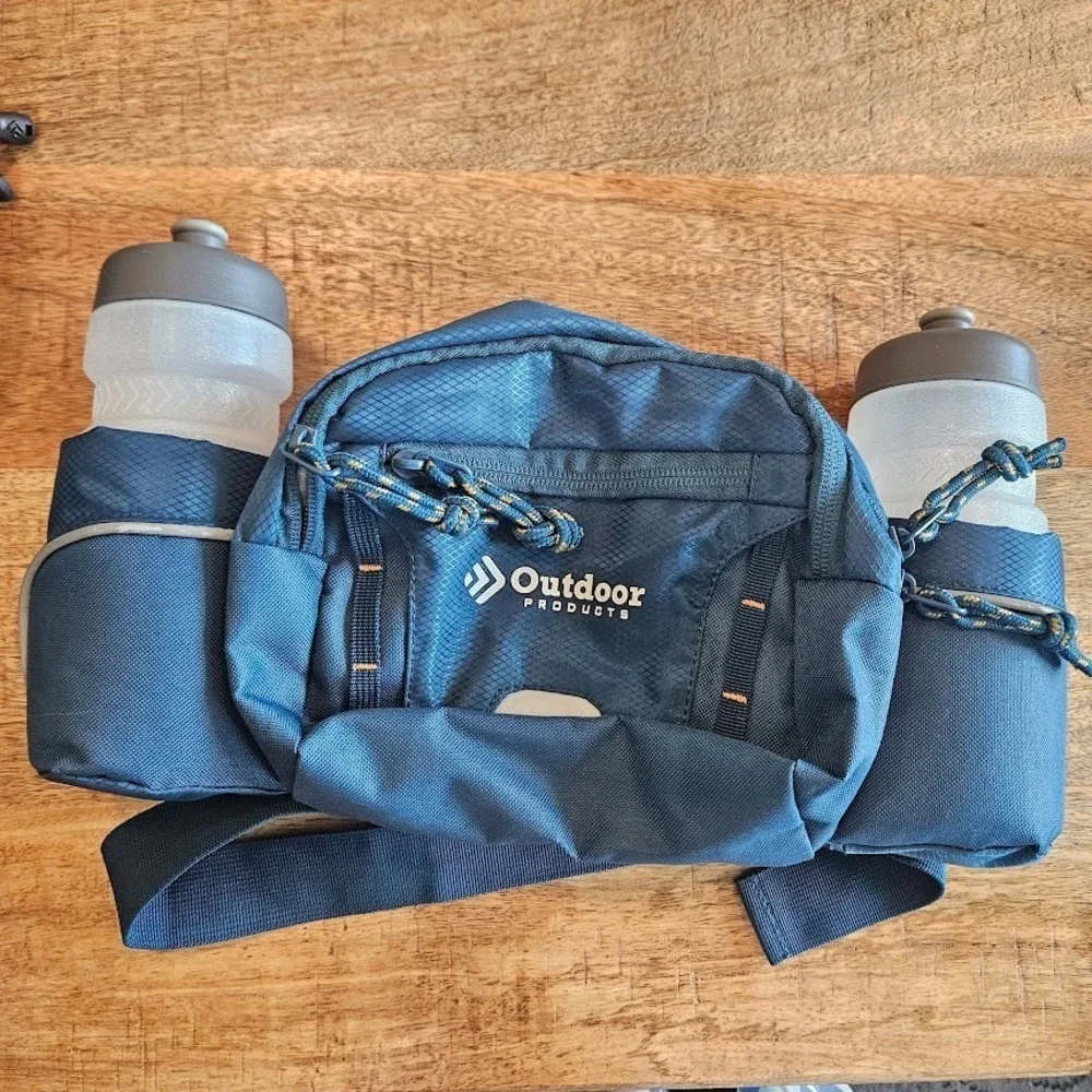 Outdoor Products Hiking Daypack & Blue Waist Pack Duo w/2 Water Bottles